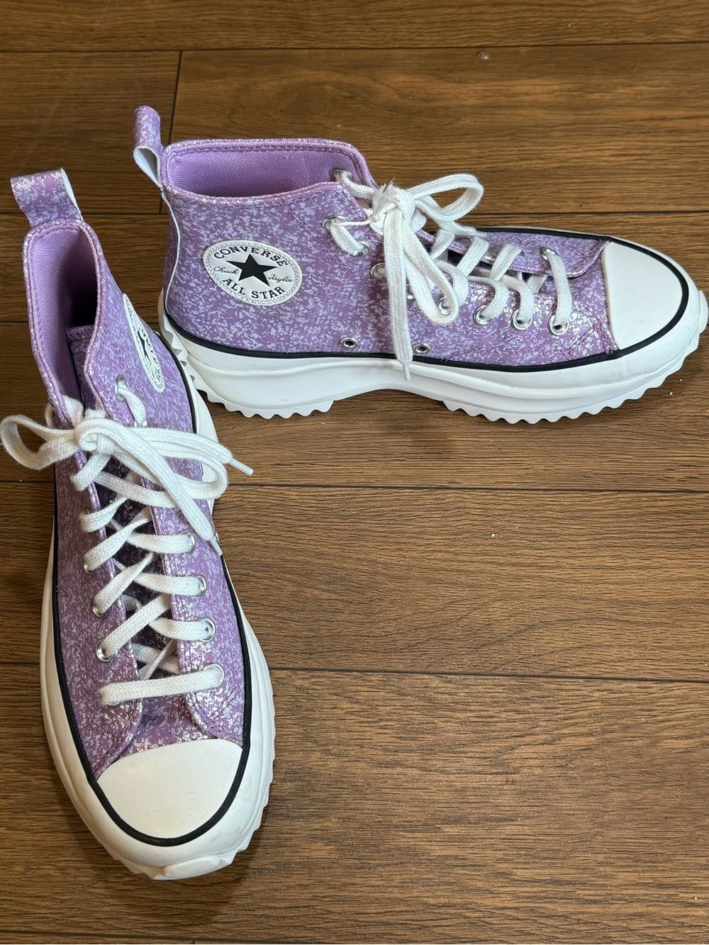 Converse Run Star Hike Lavender Glitter Platform High Top Sneakers